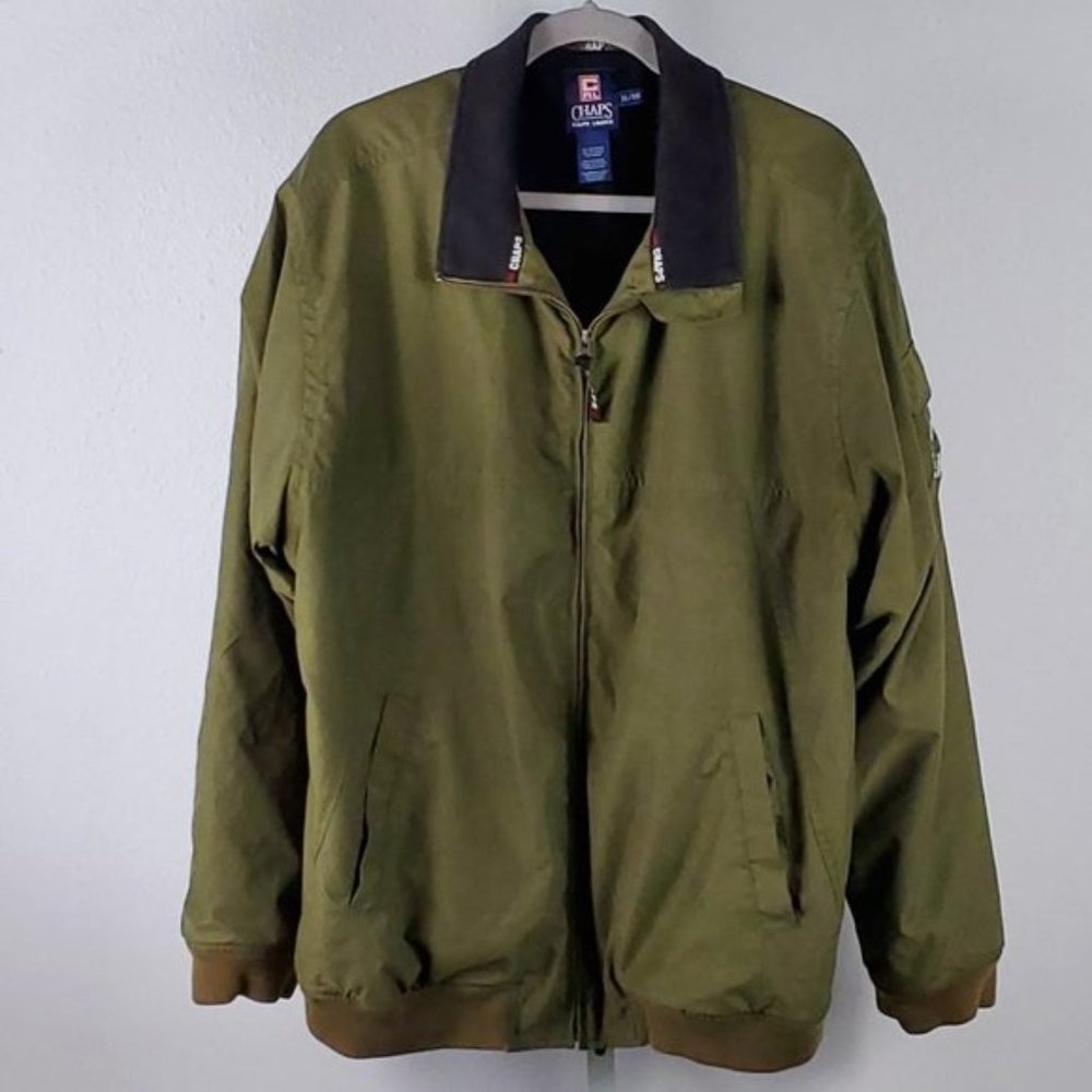 CHAPS jackets men flannel in side green Sz XL